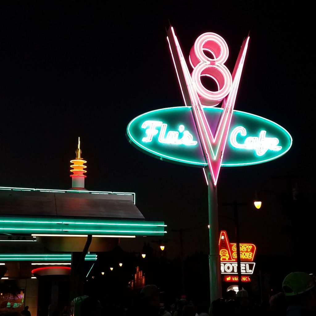 Flos V8 Cafe at Night California Adventure