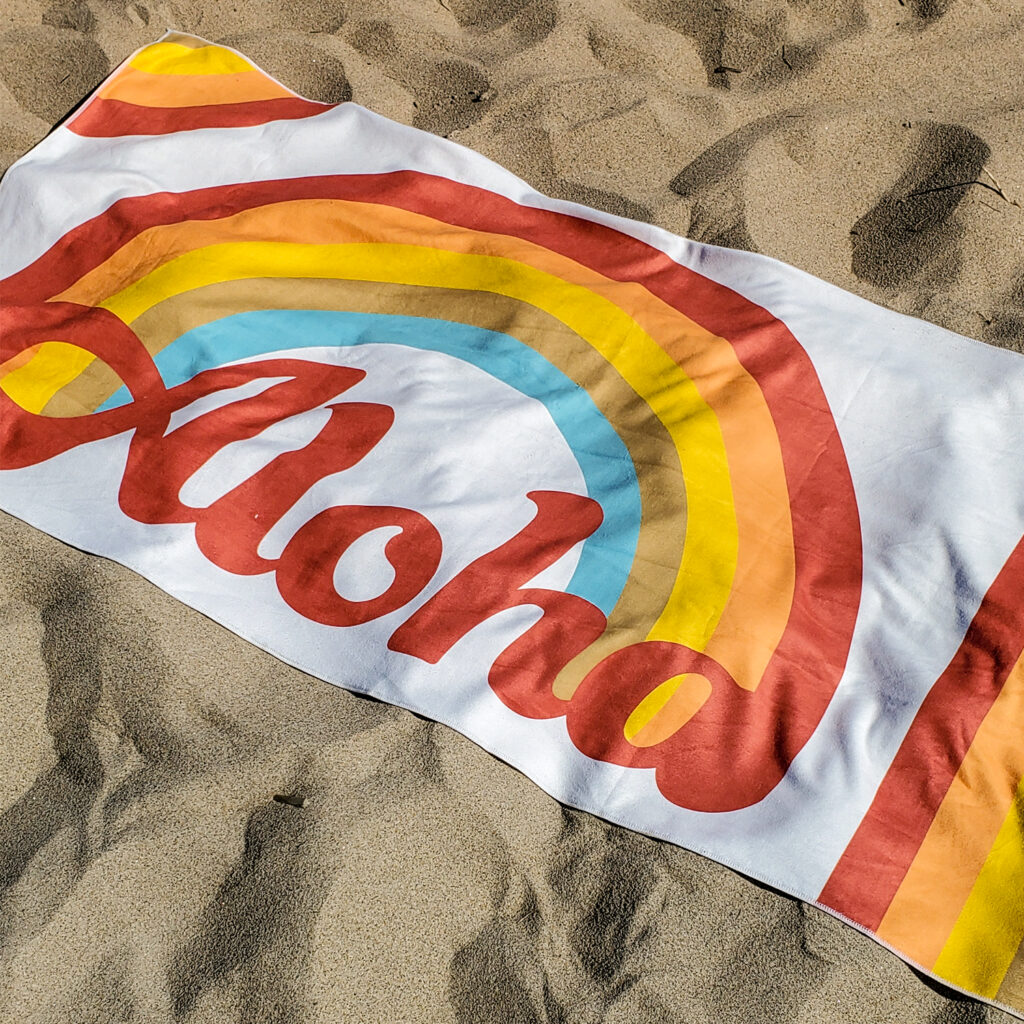 aloha rainbow beach towel